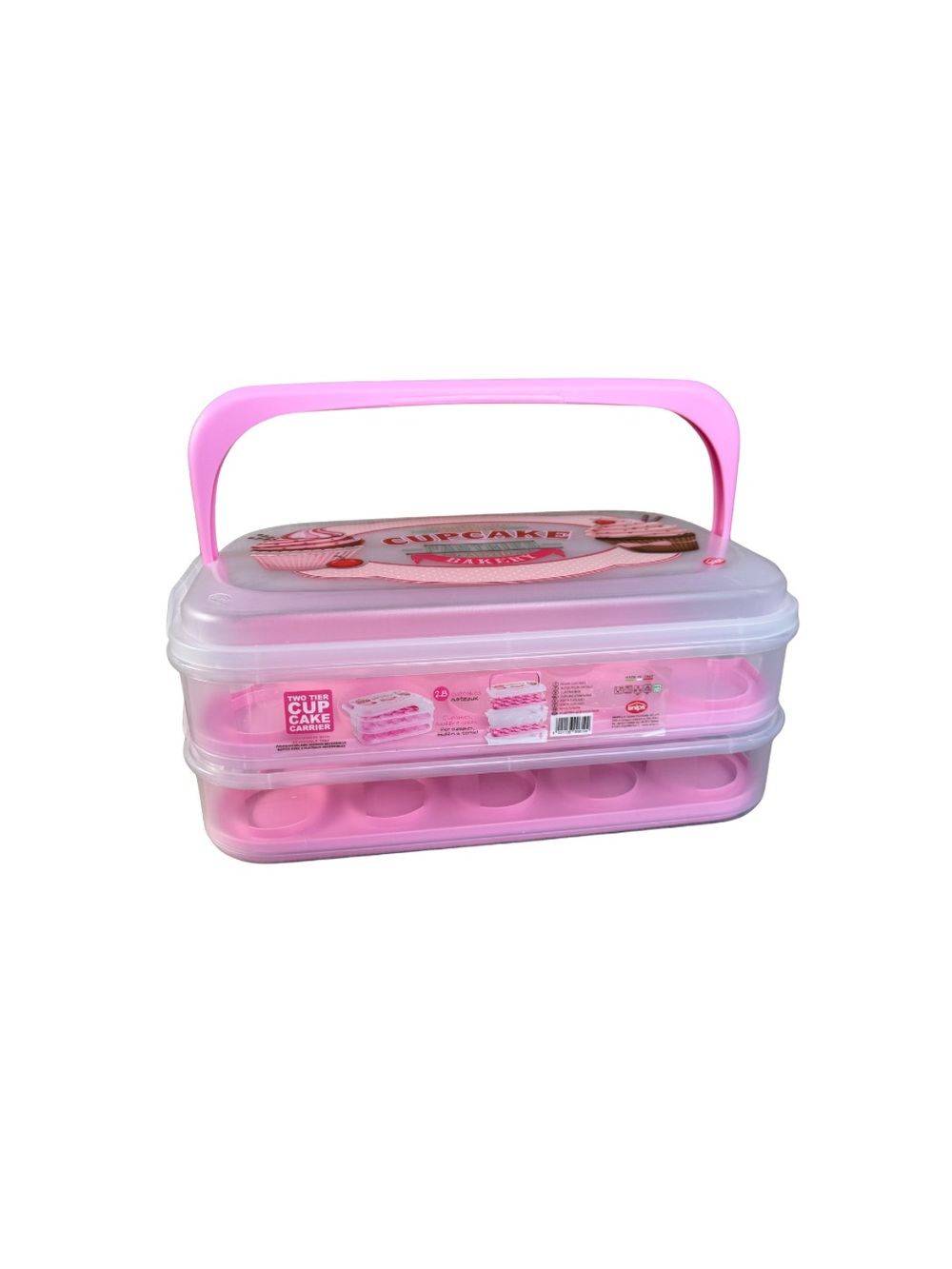 Snips Cupcake Holder Pink Double Tier Decorated Container